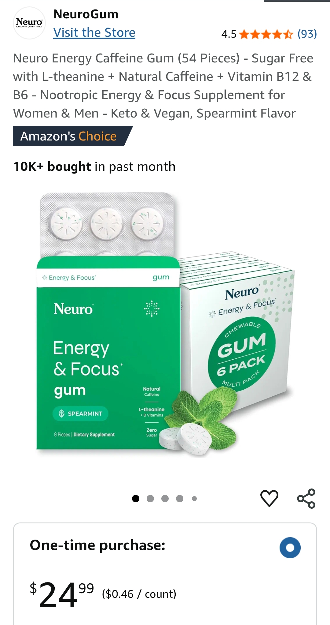 Neuro Energy Caffeine Gum (54 Pieces)