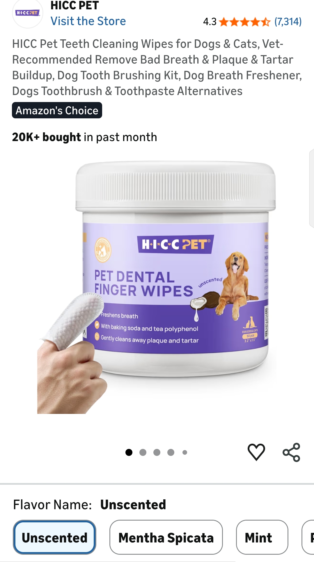 Pet Dental Finger Wipes