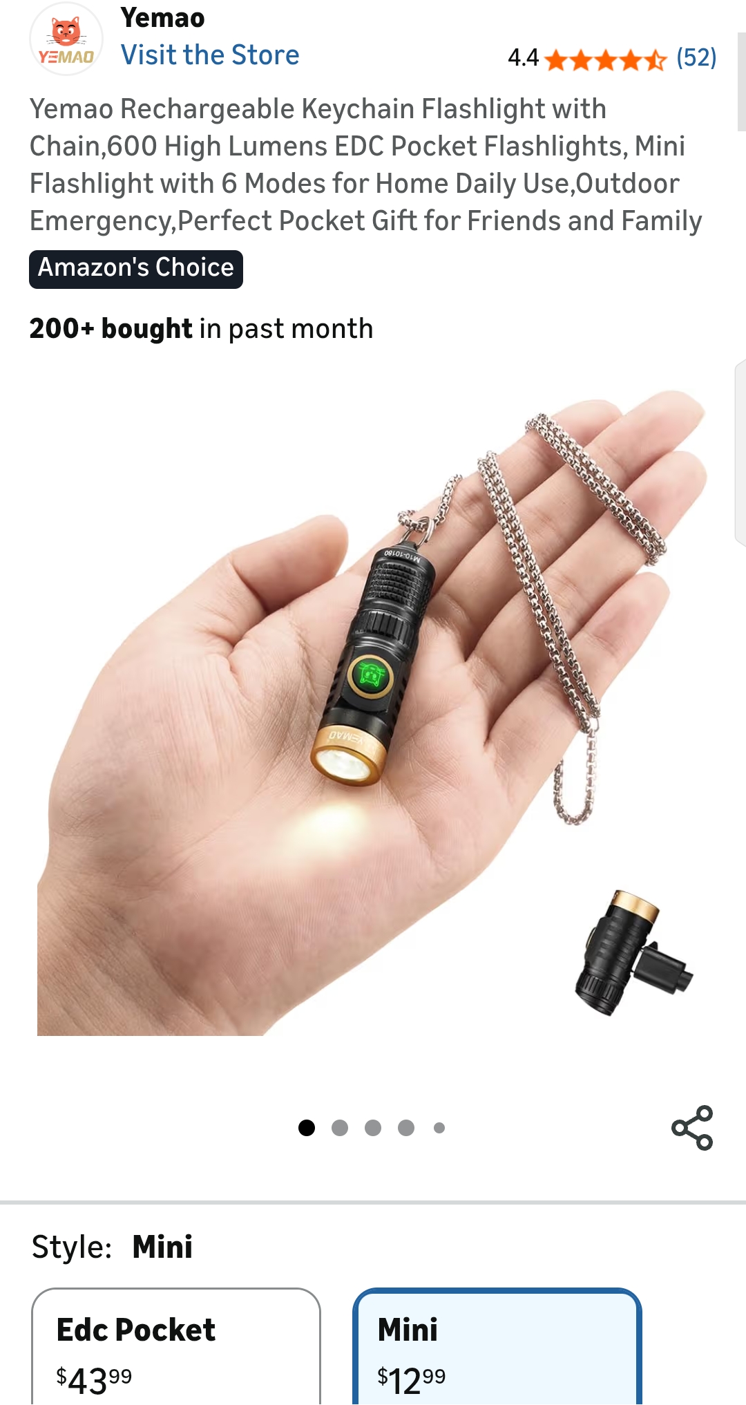 Keychain flashlight