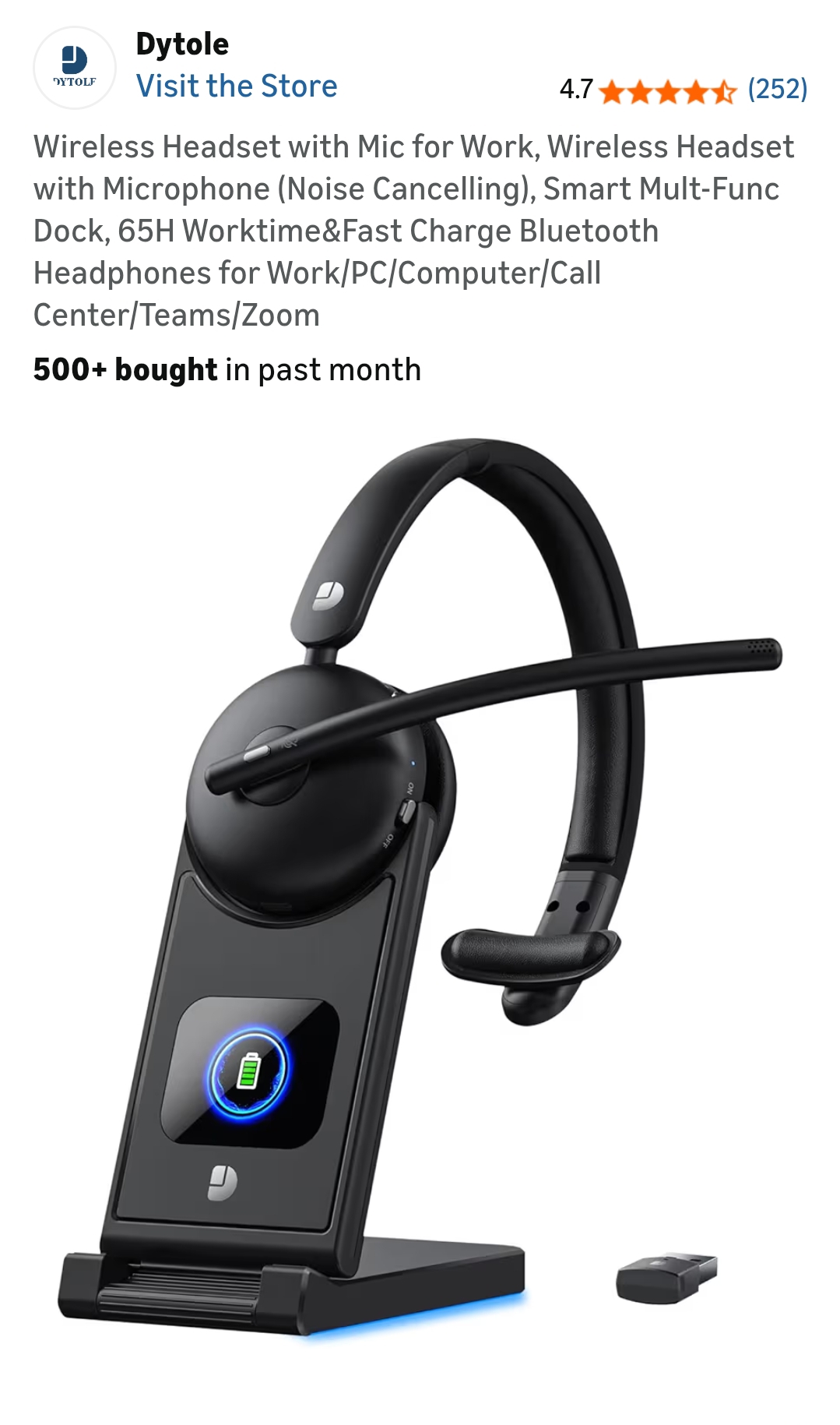 Wireless Headset with Mic for Work