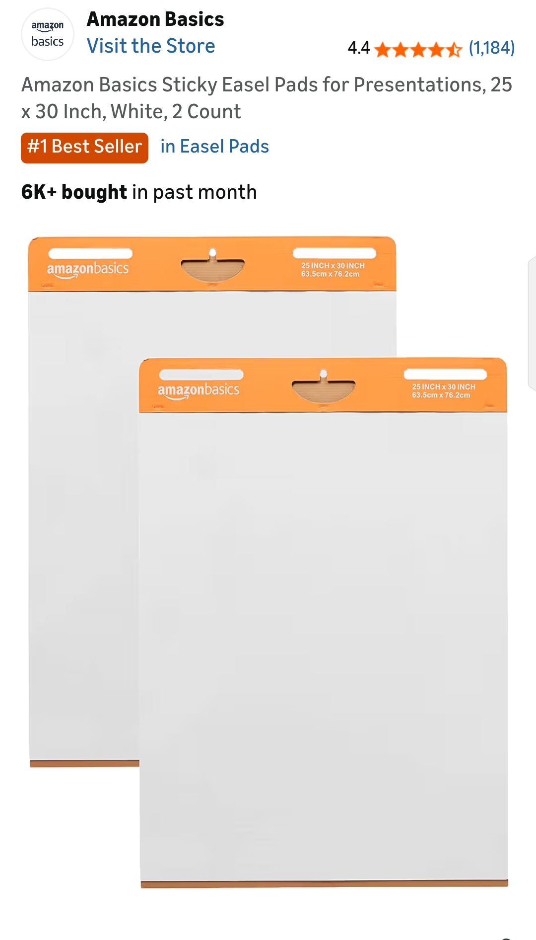 Amazon Basics Sticky Easel Pads for Presentations