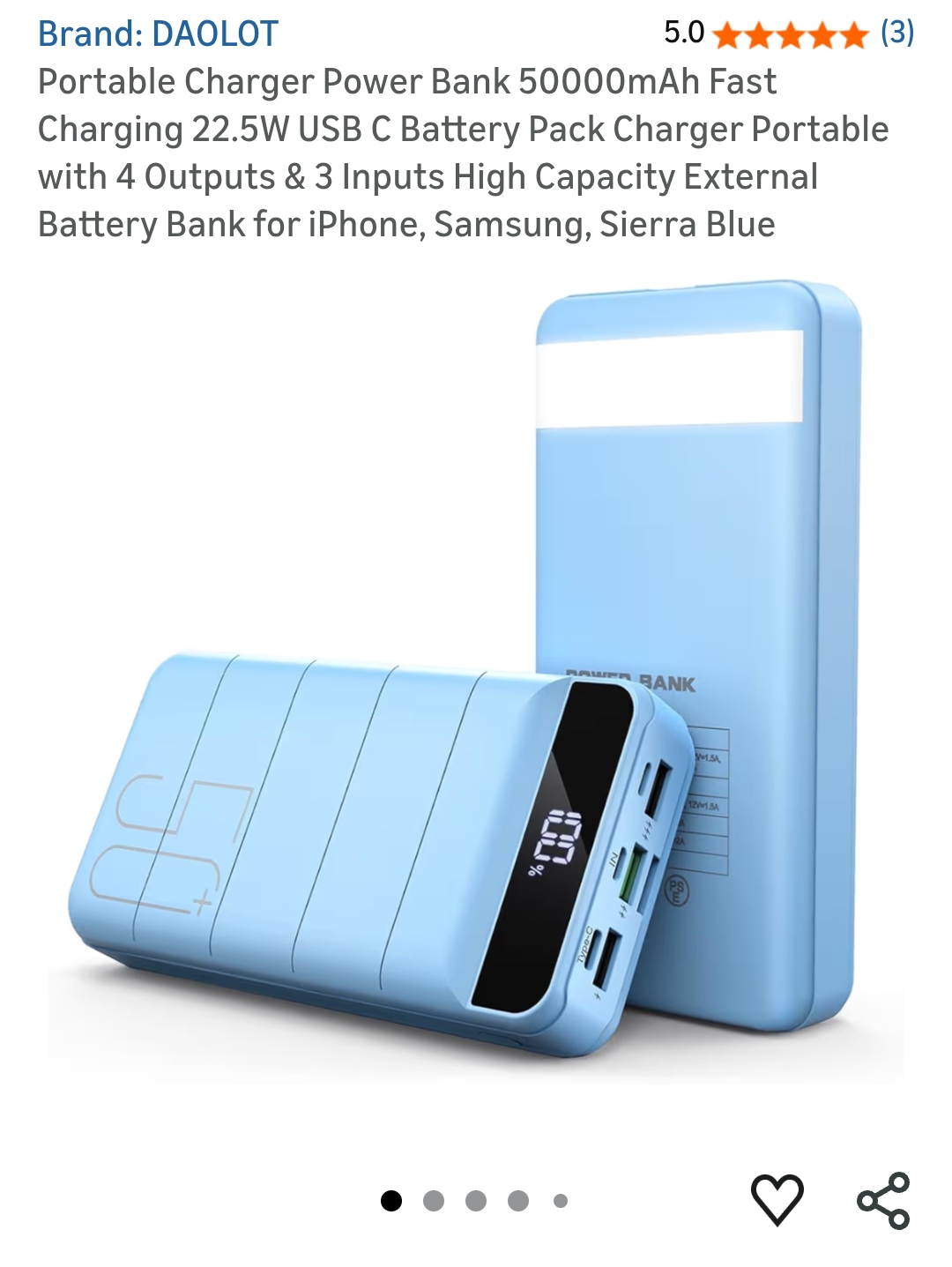 Power Bank 50000mAh Sierra Blue