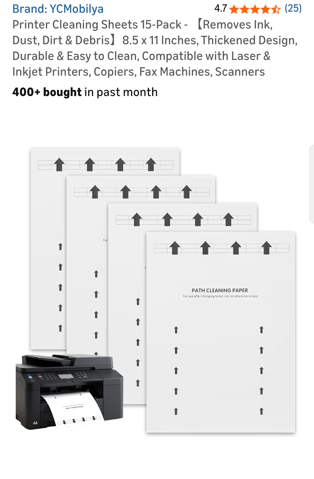 Printer Cleaning Sheets 15-Pack