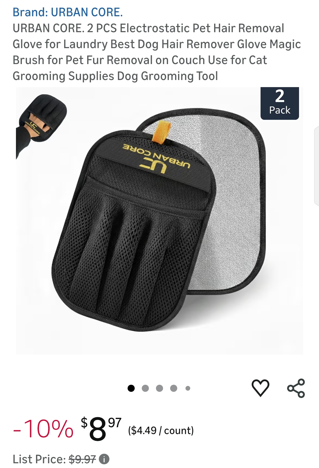 Pet hair removal glove