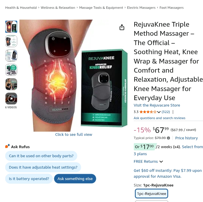 RejuvaKnee Triple Method Massager - The Official - Relief