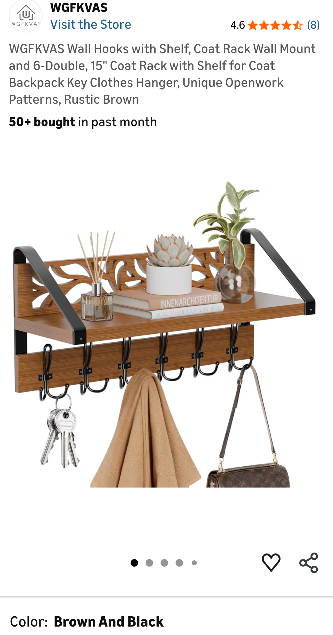wall shelf with hooks