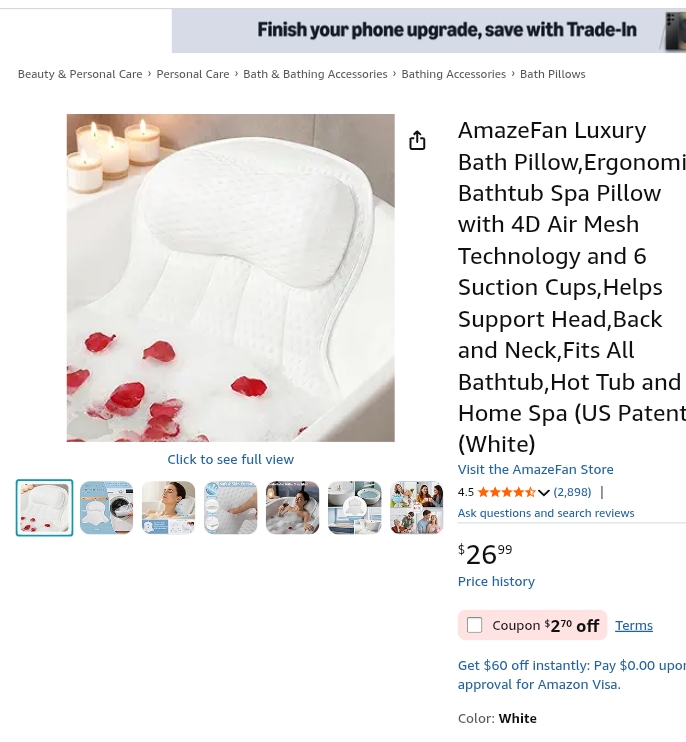 spa bath pillows for head and neck