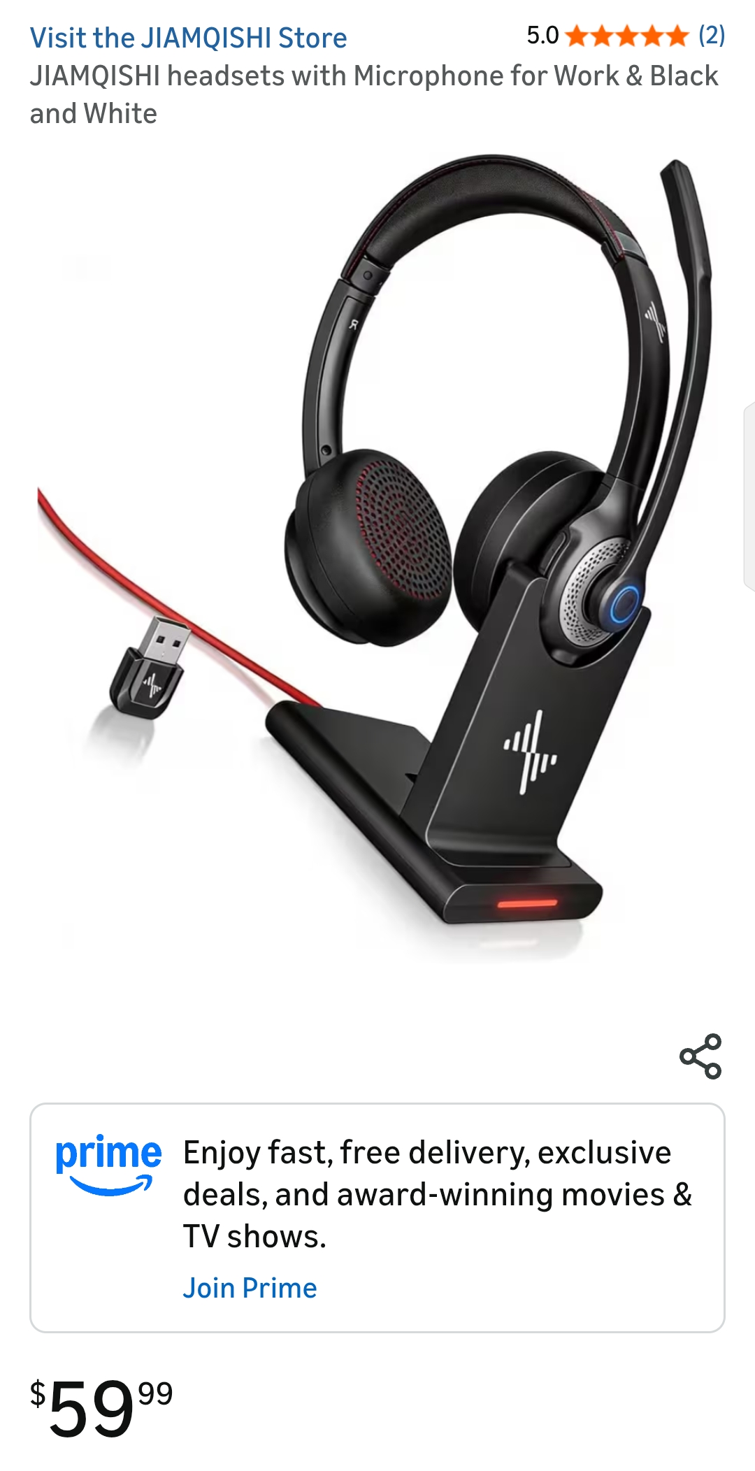 JIAMQISHI headsets with Microphone for Work & Black and red