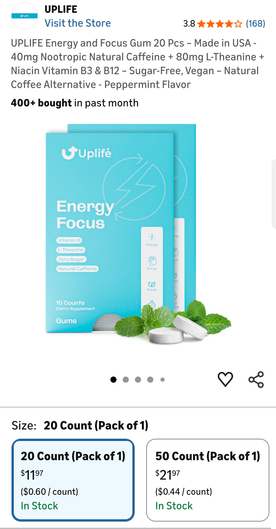 UPLIFE Energy and Focus Gum